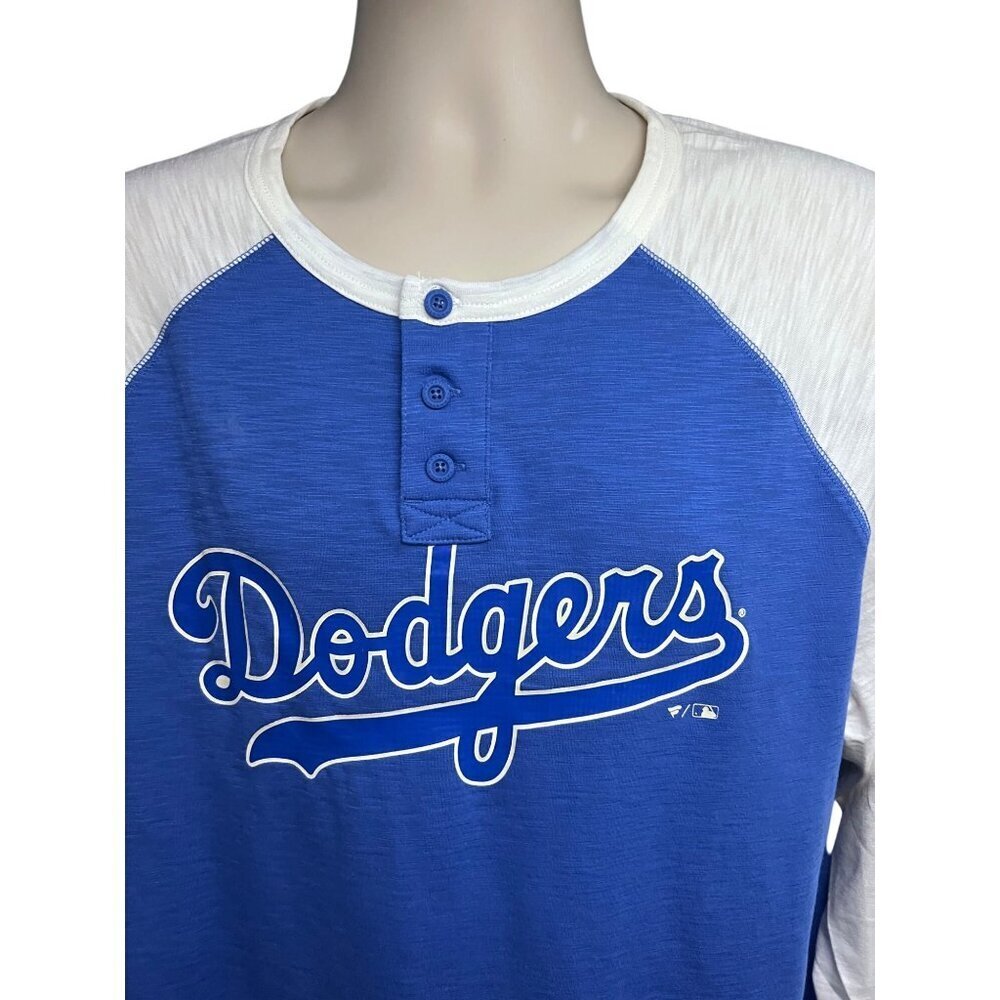 Fanatics Los Angeles LA Dodgers Baseball Blue Colorblock 3/4 Sleeve Shirt 2XL - Picture 4 of 5